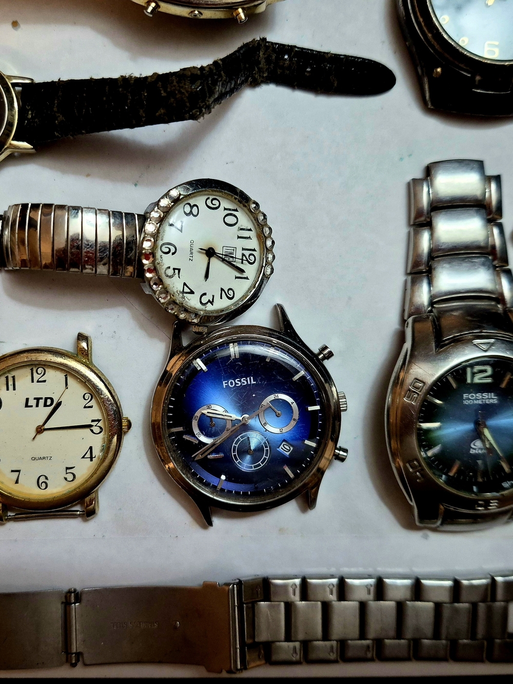 Vintage Watch Lot 15+ Pcs Fossil LTD MCI Iowa Hawkeyes Parts Repair